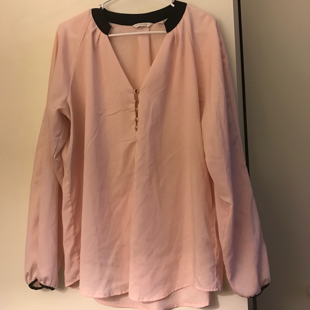 NY&C XL Pale Pink and Black Blouse